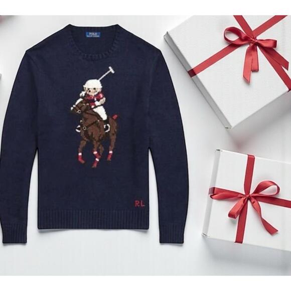 Ralph Lauren Other - Polo Ralph Lauren $428 Men's Big & Tall  3XLT Bear Big Pony Knit Sweater Navy